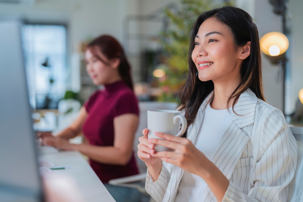 woman calm at work